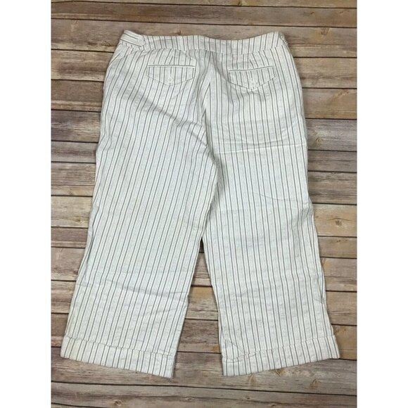 New York & Company Womens Cropped Dress Pants Size 10 Wide Leg Pinstripe - Picture 2 of 7